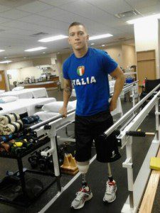 Colton Carlson with his new legs.